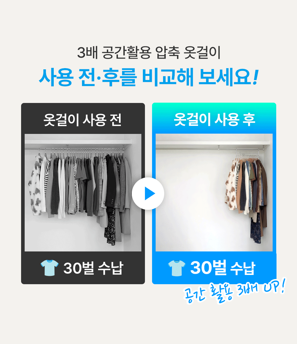 3배 공간활용 압축 옷걸이 2colors 옷장 공간활용 상세 이미지 6