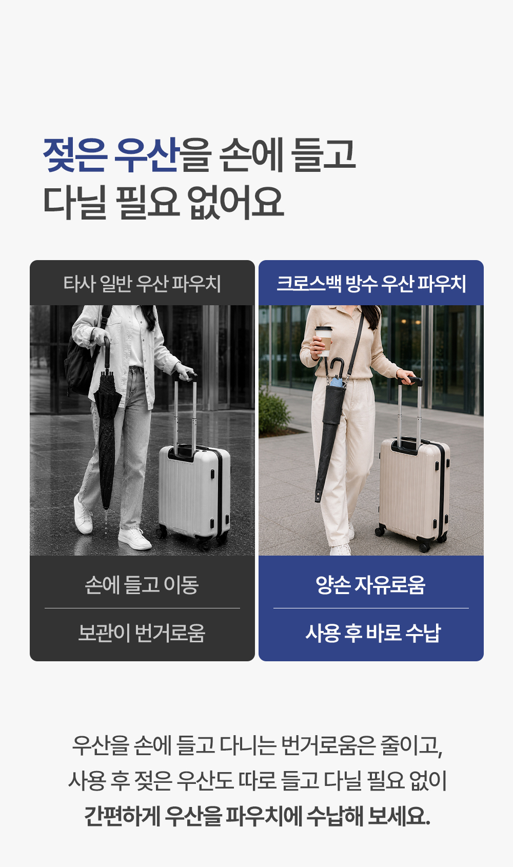 크로스백 방수 우산 파우치 2colors 장우산 양산 접이식 상세 이미지 6